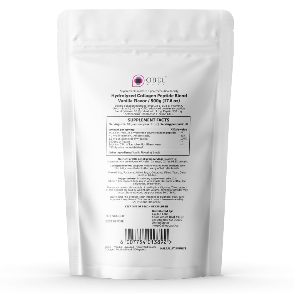 Obel Hydrolyzed Collagen Peptides Powder Vanilla 17.6