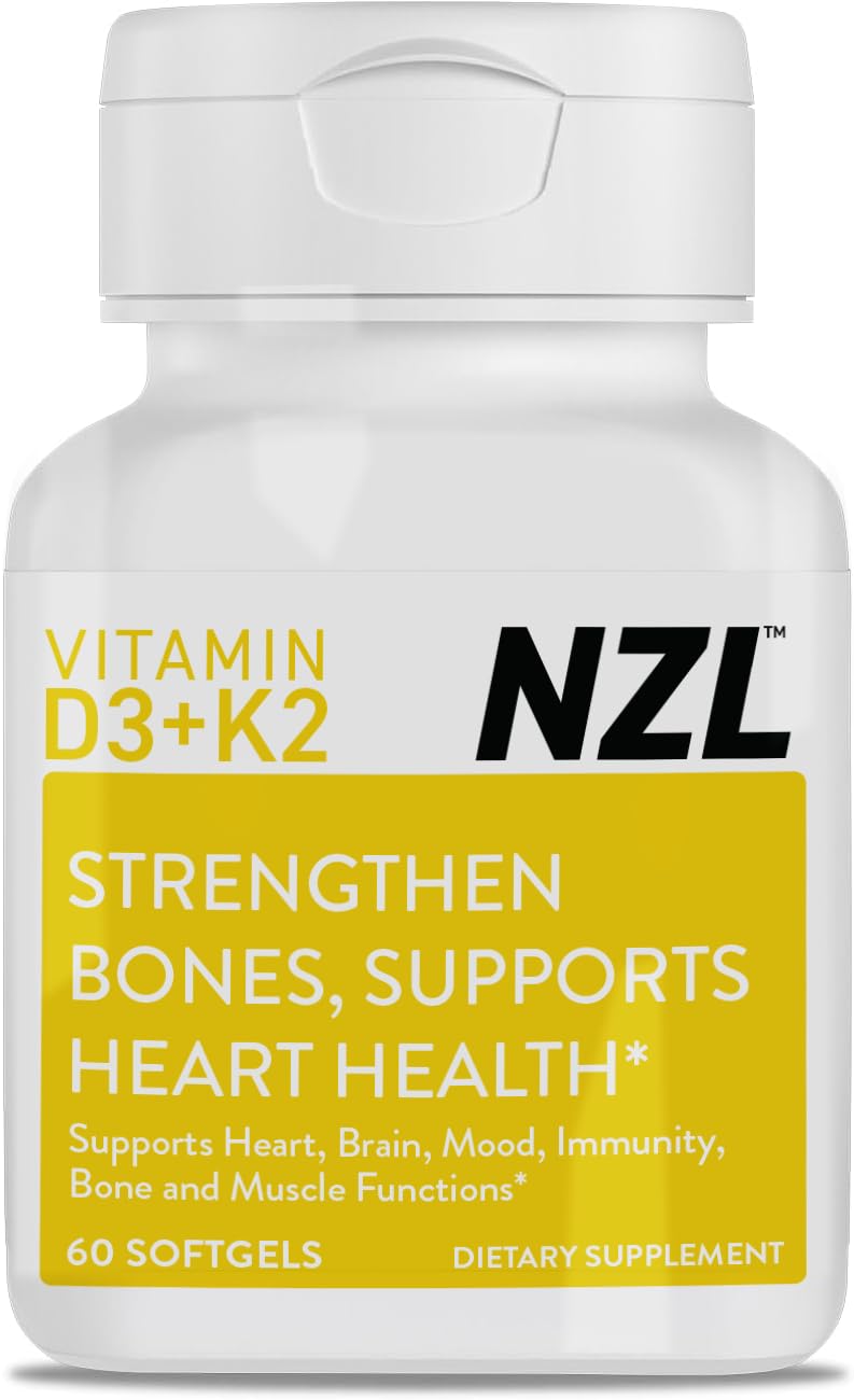 OMEGANZL NZL Vitamin D3 & K2 High Potency 2000IU and K2 (MK7) 80mcg, 60 Softgels