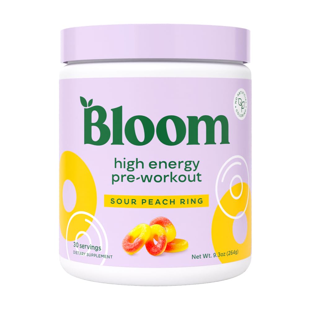 Bloom Nutrition Pre Workout Powder 9.3 Ounces, 30 Servings