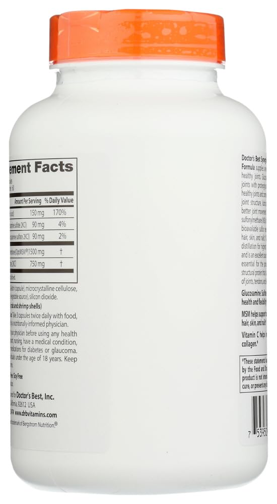 Doctor's BEST Synergistic Glucosamine MSM Formula 180 Capsules