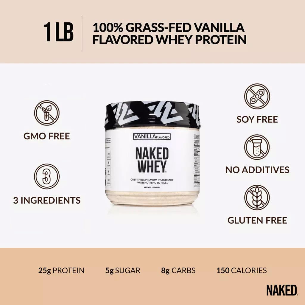 NAKED Vanilla Whey Protein Powder, 16 oz
