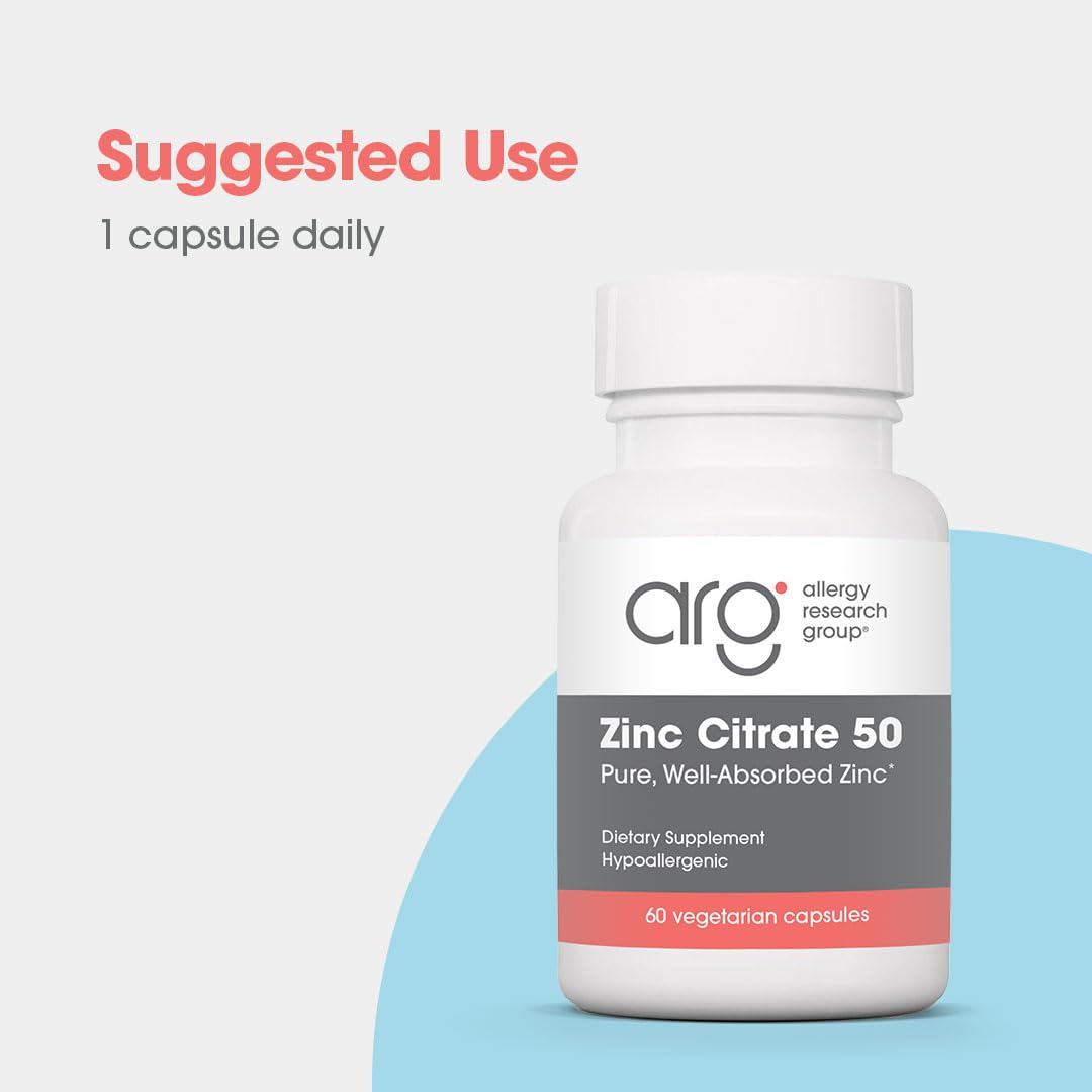 Allergy Research Group Zinc Citrate 50 mg Capsules 60 Count