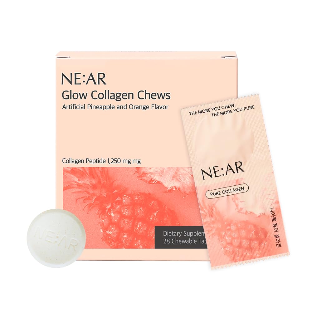 NE:AR Glow Collagen Chews with Hyaluronic Acid & Vitamin C, Chewable, 28 Count