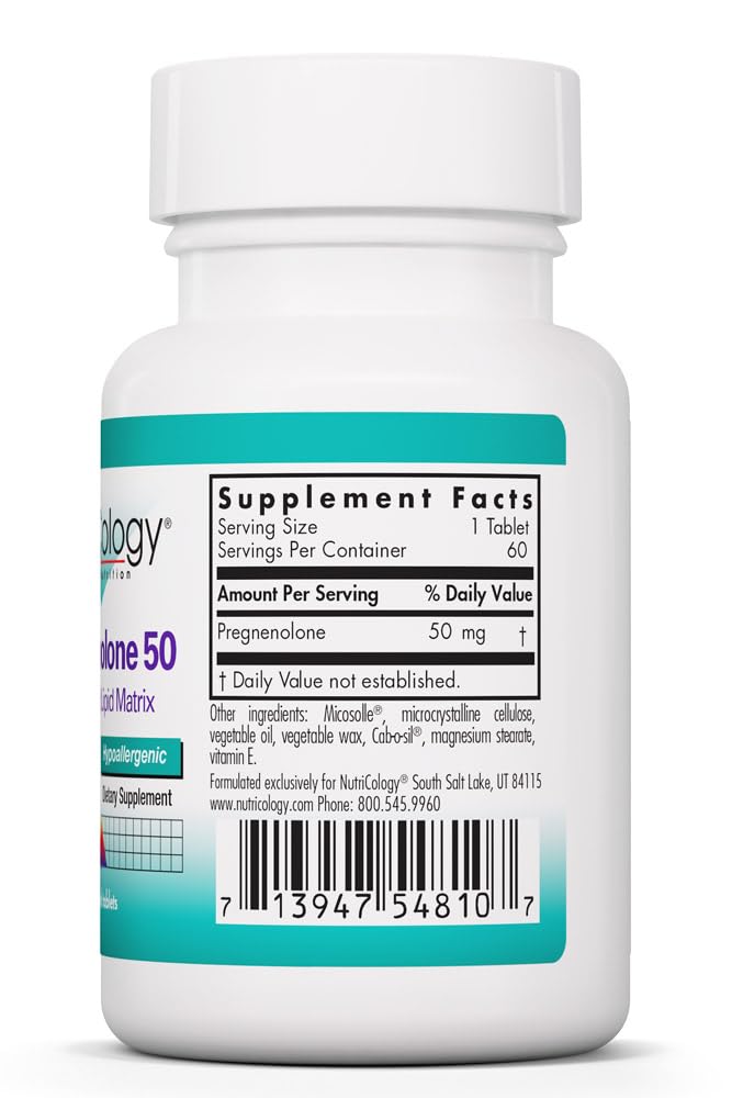 Allergy Research Group NutriCology Pregnenolone Micronized 50 mg Tablet, 60 Tablets
