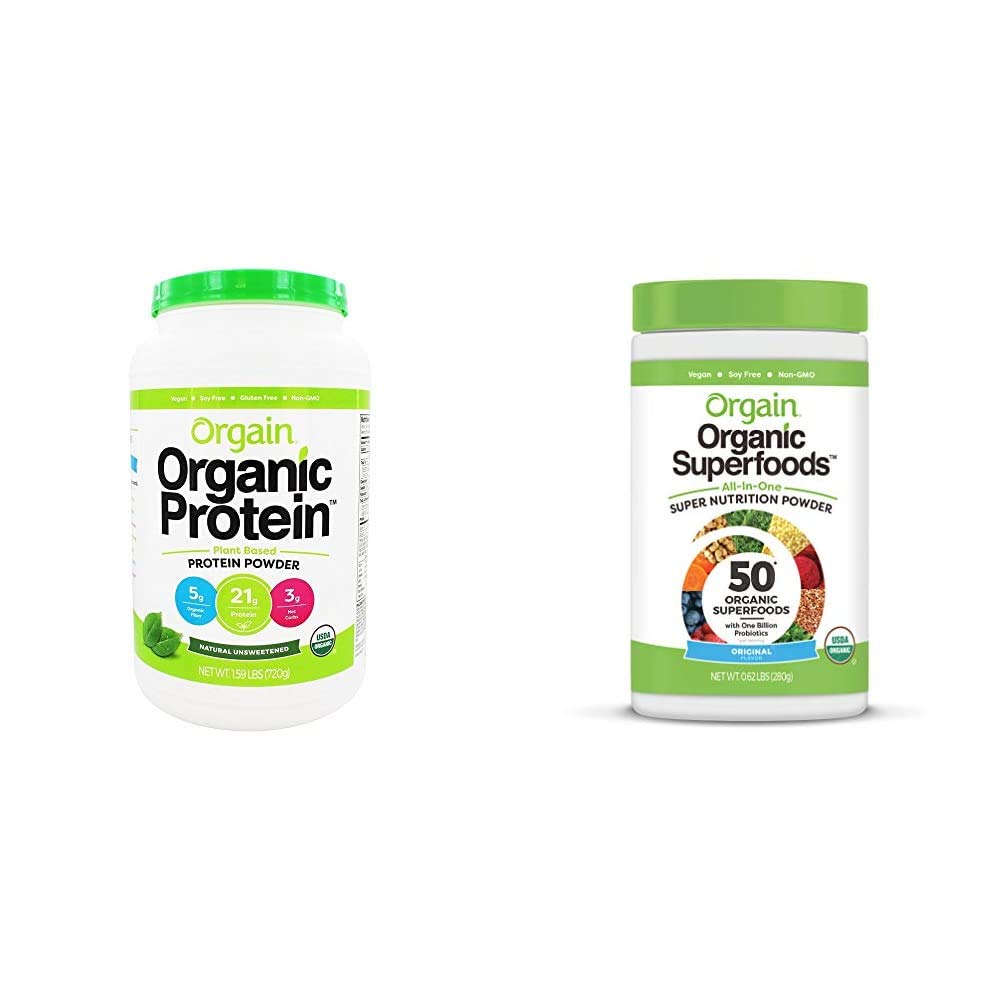 Orgain Organic Plant-Based Protein Powder + Superfoods Greens Powder Bundle, 1 Bundle