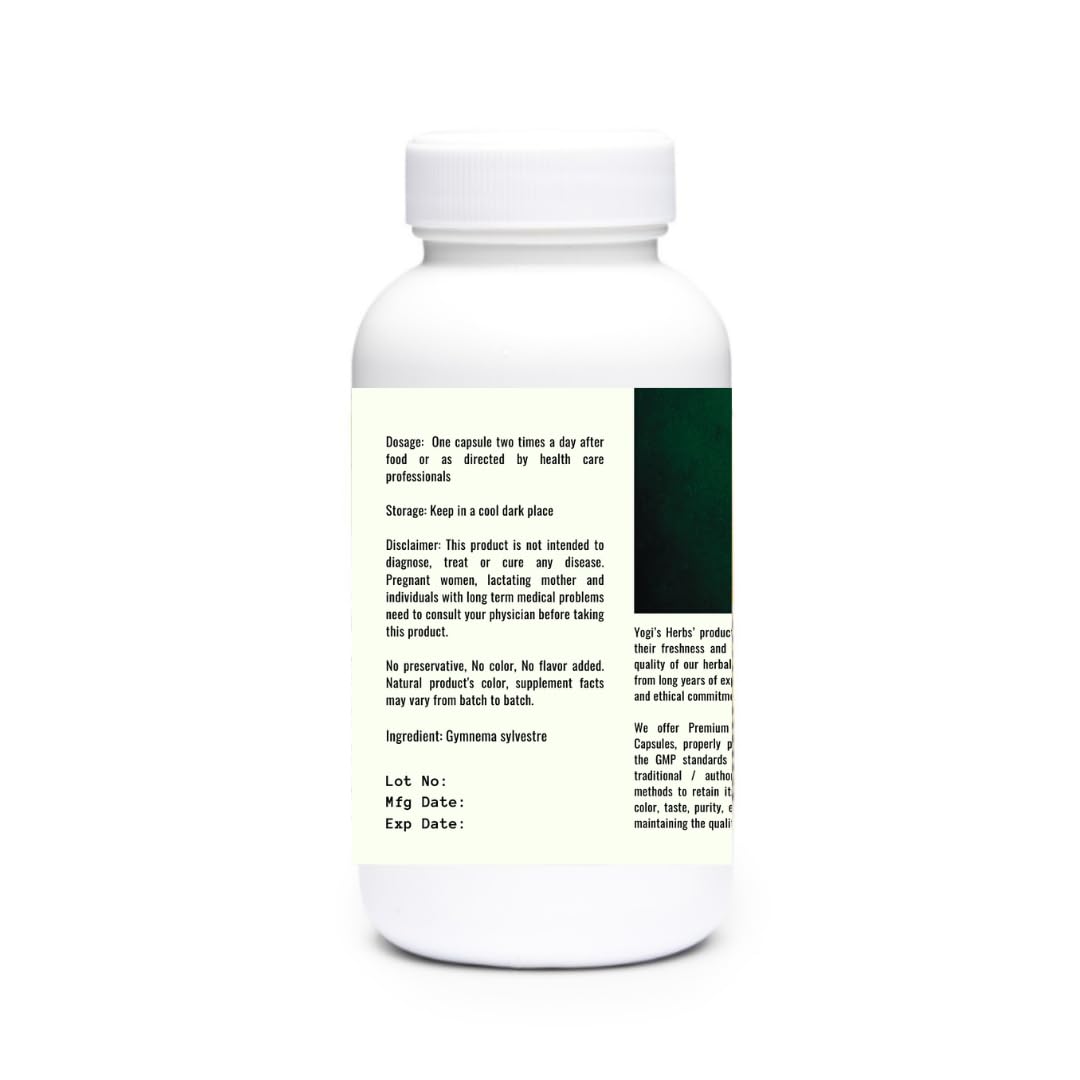 YOGIS HERBS Sirukurinjan Capsules (Gymnema Sylvestre) – Herbal Supplement for Digestive, Metabolic, and Immune Support – 90 Veg Capsules