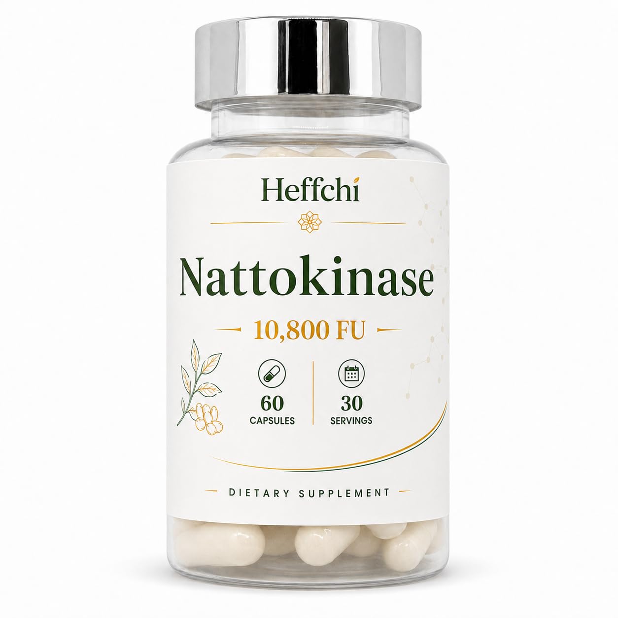 Heffchi Nattokinase 10,800 FU per Serving, 60 Vegan Capsules