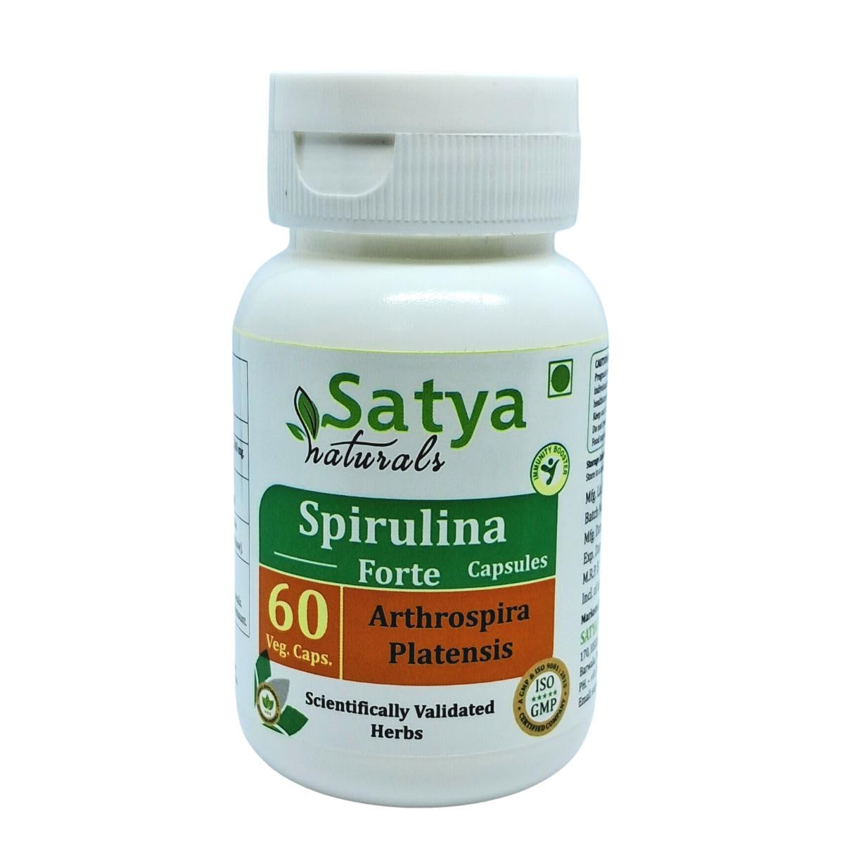 Satya Naturals Spirulina Forte Capsules 500 mg, 120 Count