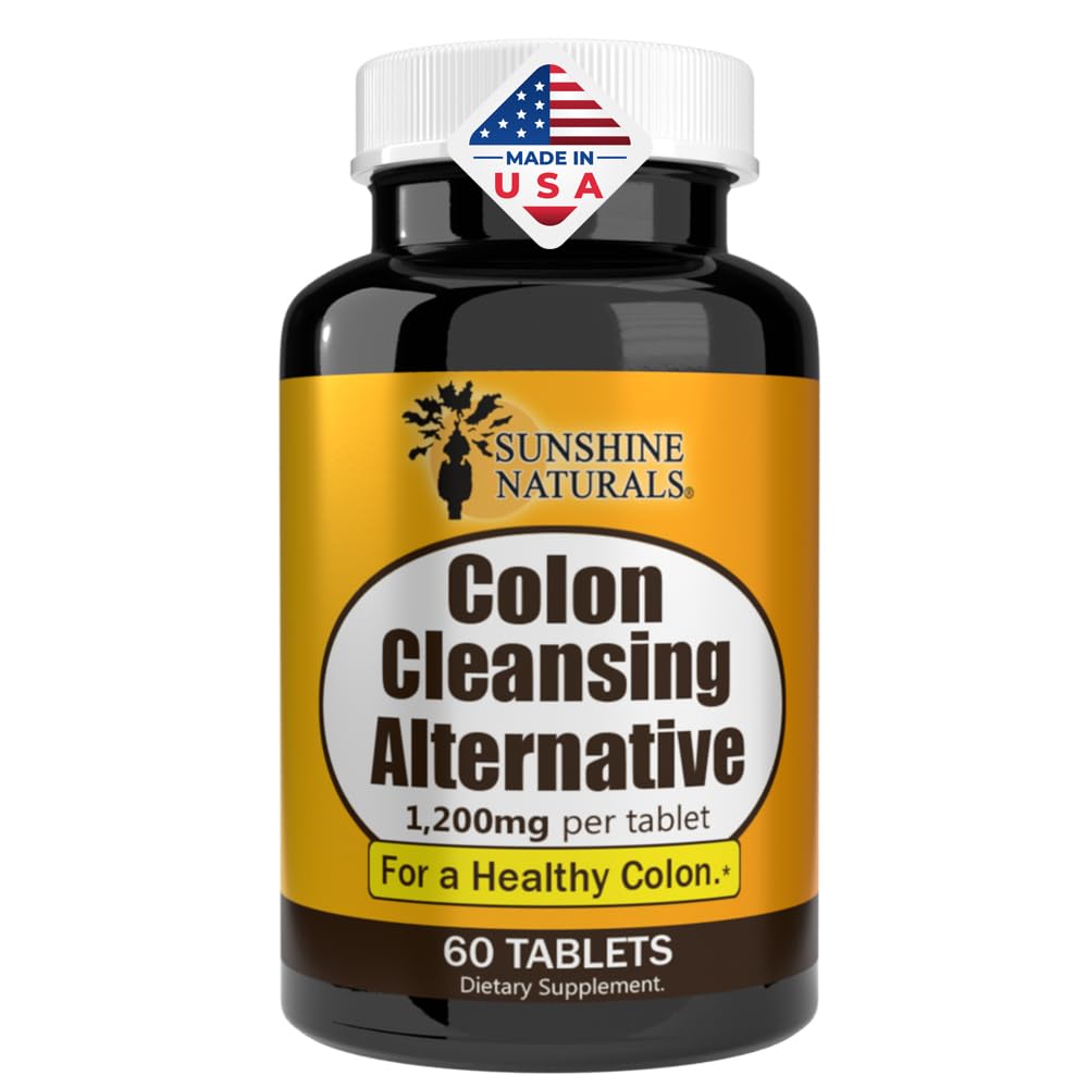 Sunshine Naturals Colon Cleansing Alternative 1200 Mg Gentle Detox & Digestive Support Supplement, 60 Tablets