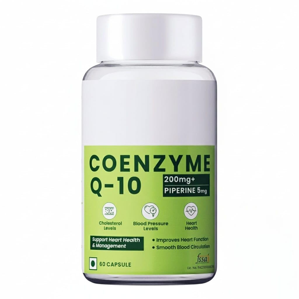 Generic Organics Coenzyme Q10 (CoQ10) 200mg with Piperine 95% Advanced Antioxidant & Heart Health Support with Arjuna, Resveratrol, Garlic, & Plant-Based Nutrients, 60 Vegan Capsules