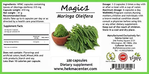 Hekma Center Pure Moringa Oleifera Leaves Capsules 100 Capsules