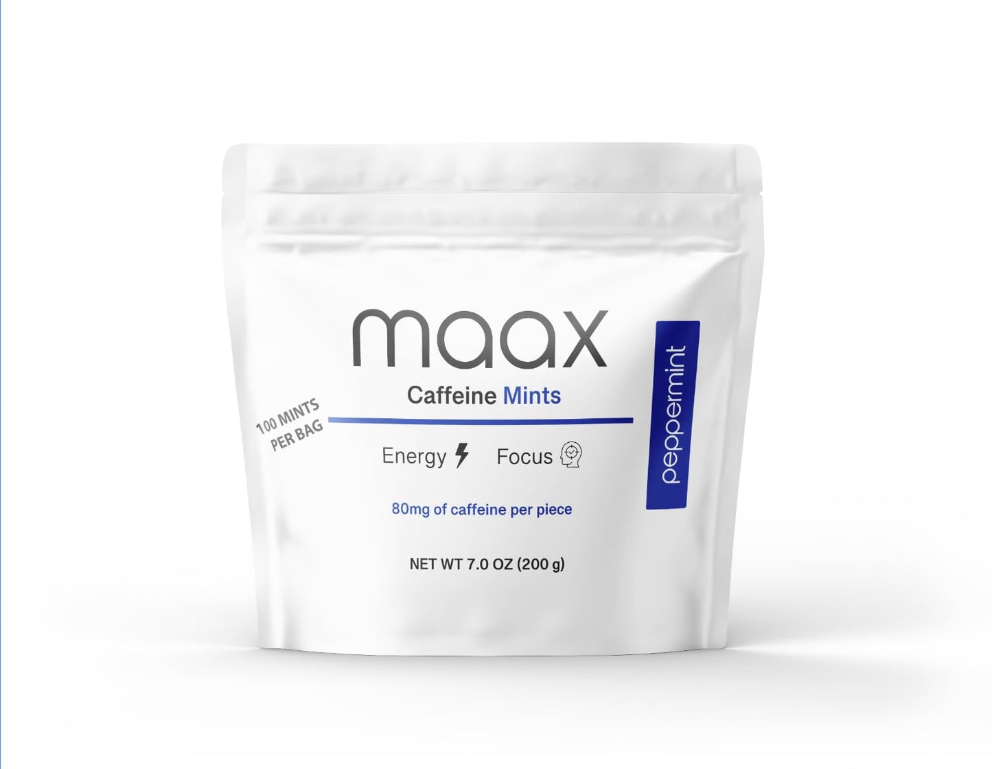 Maax Caffeinated Gum Caffeine Energy Mints Chewable, 100 pieces