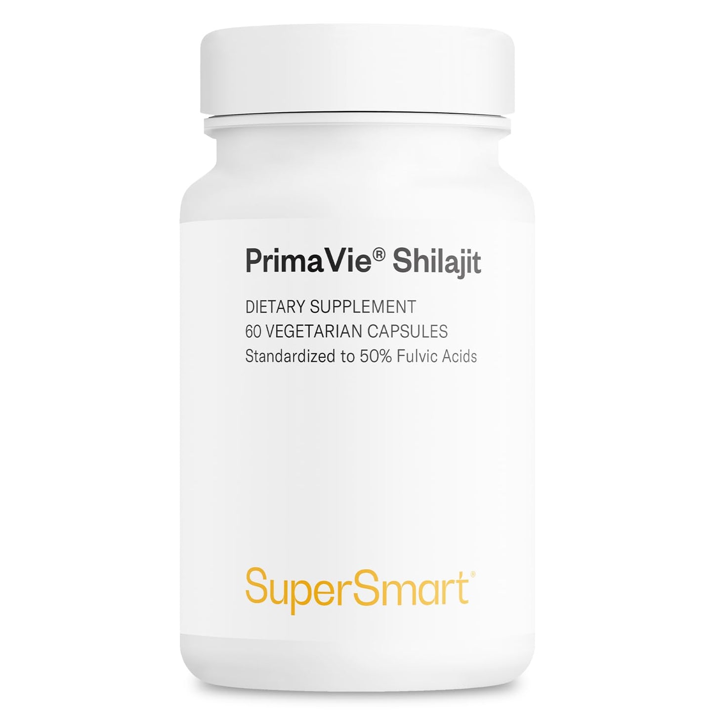 Supersmart Super Shilajit 500mg per Day (High Potency) PrimaVie Shilajit Supplement, Himalayan Purified & Organic Shilajit, Non-GMO & Gluten Free, 60 Capsules