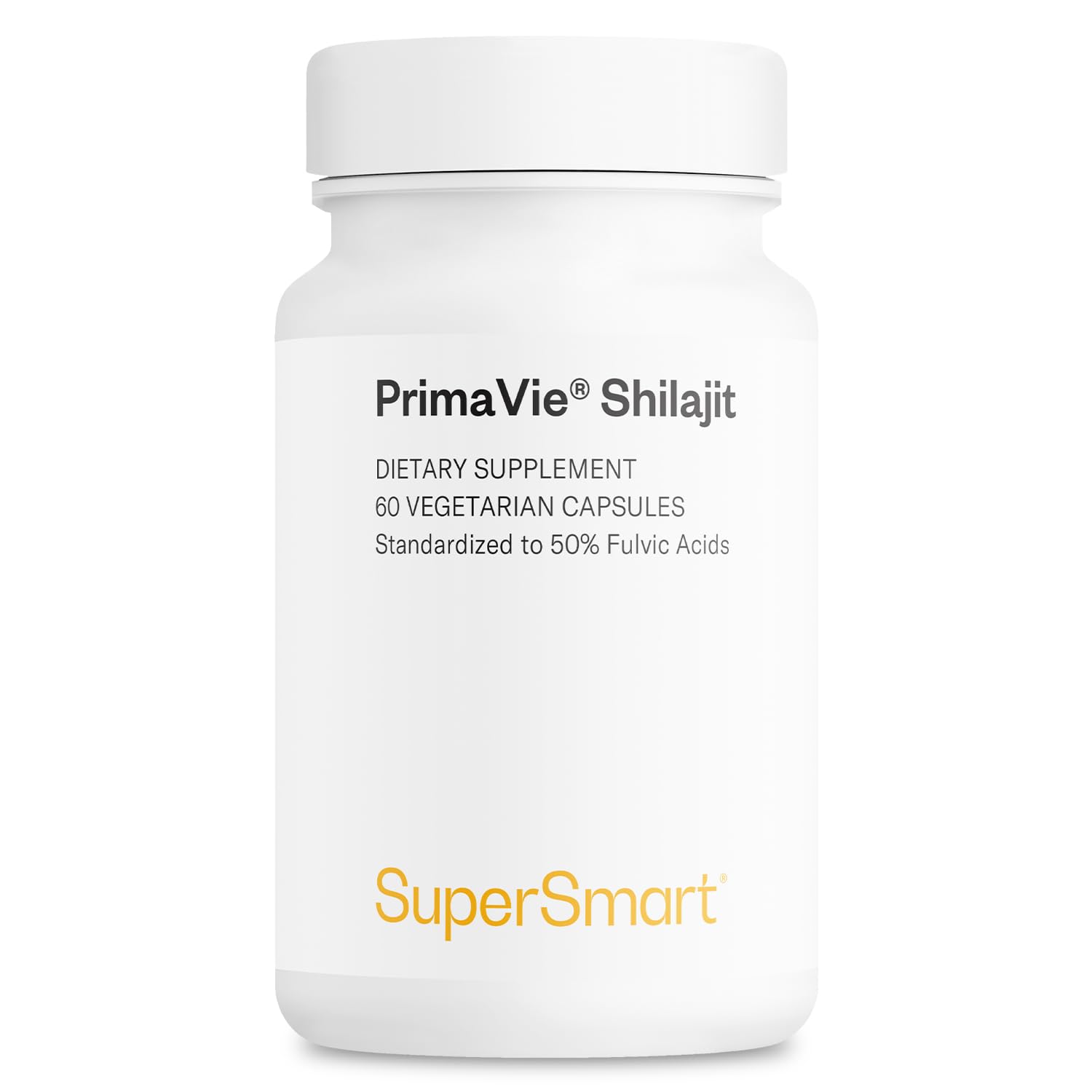 Supersmart Super Shilajit 500mg per Day (High Potency) PrimaVie Shilajit Supplement, Himalayan Purified & Organic Shilajit, Non-GMO & Gluten Free, 60 Capsules