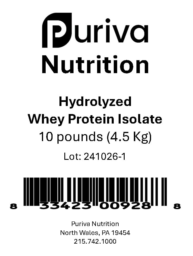 Puriva Nutrition Hydrolyzed Whey Protein Isolate Protein Powder, 160 Servings