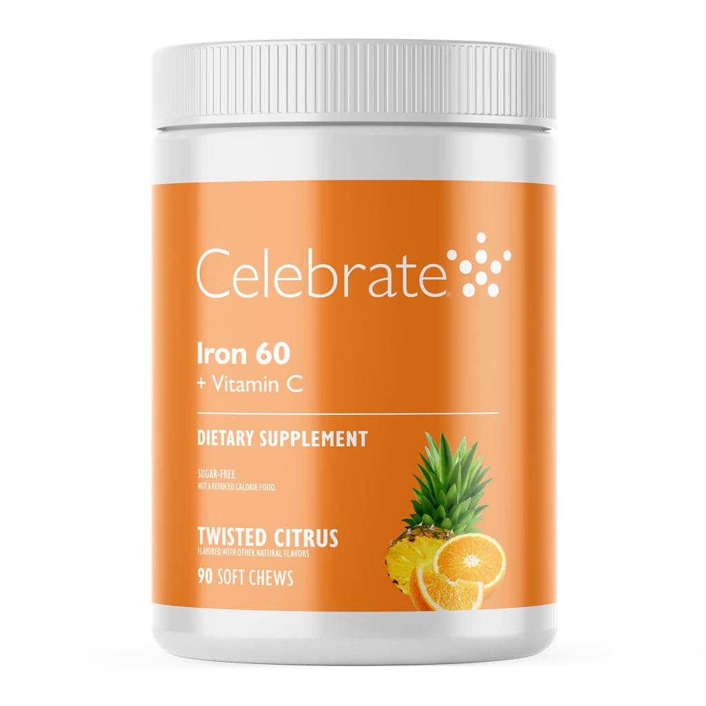 Celebrate Bariatric Supplements Iron Supplement with 60mg Iron & Vitamin C Gummy, 90 Count
