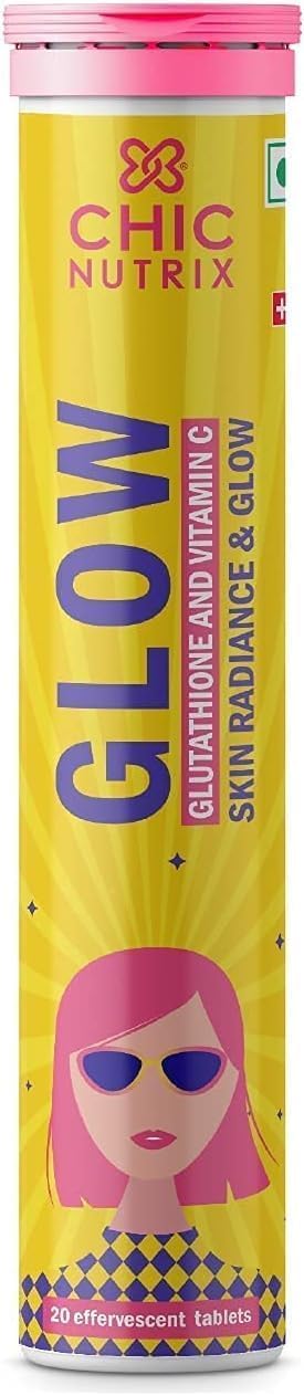 THRU Glow Japanese Glutathione 500 mg and Vitamin C for Skin Care Effervescent Tablets, 20 Count