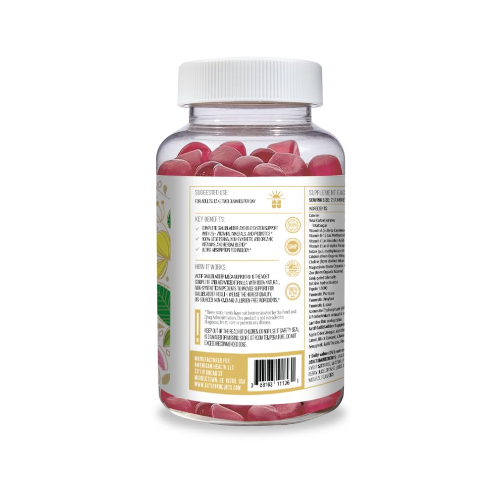 ACTIF Gallbladder Mega Support with 25+ Factors, 10 Billion CFU Probiotics, Bile Support Capsule 1 Count