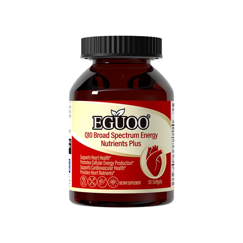 EGUOO Q10 Broad Spectrum Energy Nutrients Plus CoQ10 500mg Heart Health Softgels, 30 Count