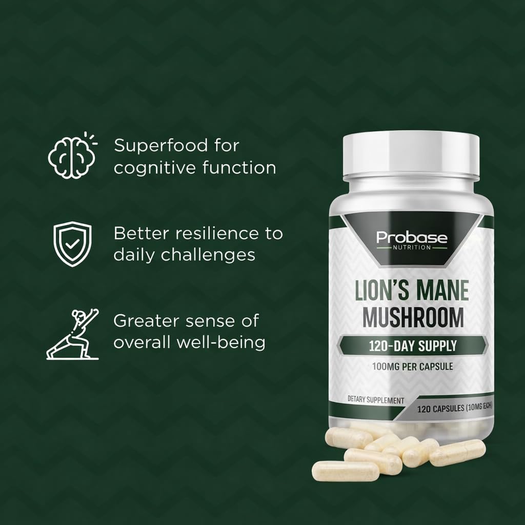 Probase Nutrition Lions Mane Mushroom Cognition 120 Capsules