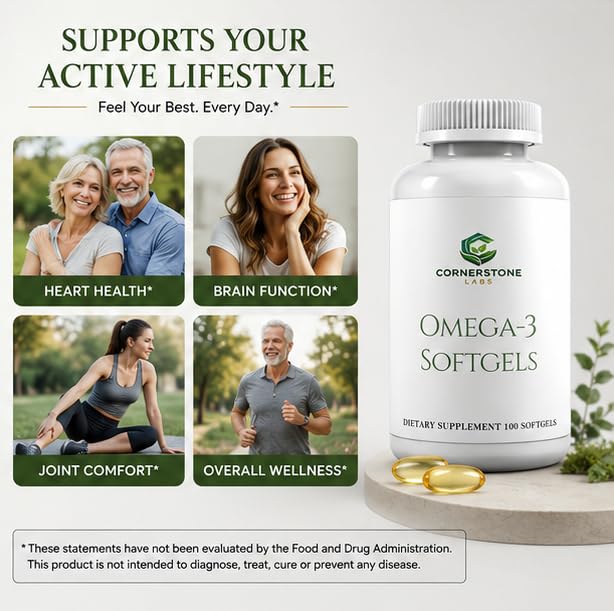 Cornerstone Labs Fish Oil Omega-3 Softgel, 100 Softgels