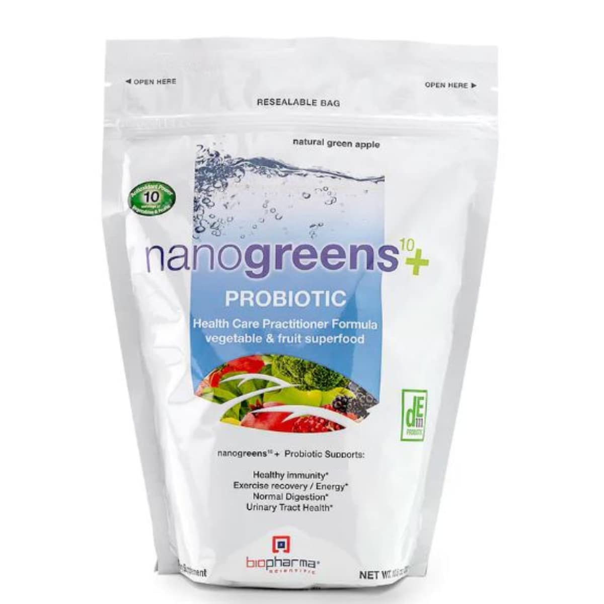 Biopharma Scientific NanoGreens + Probiotic Superfood Powder, 10.6 Ounce