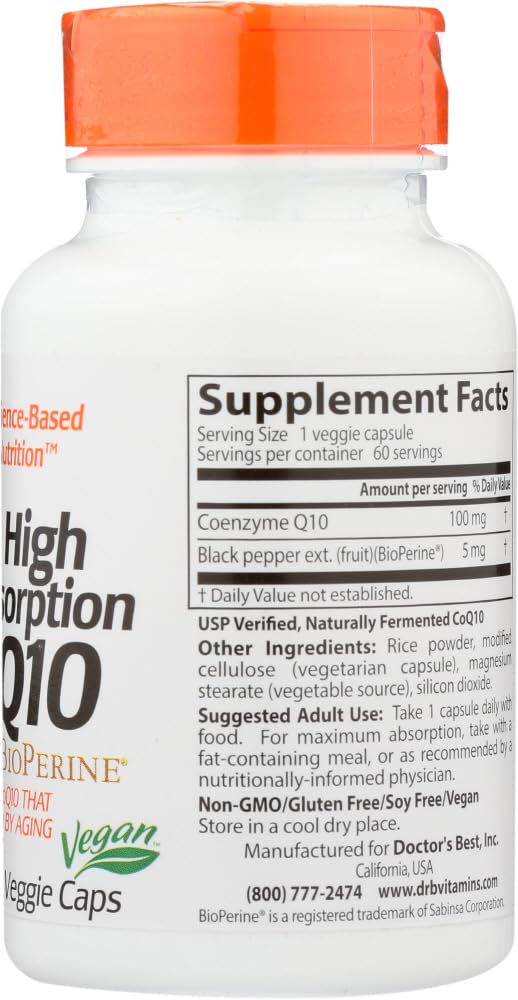 Doctor's Best High Absorption CoQ10 100 mg Capsules, 60 Count