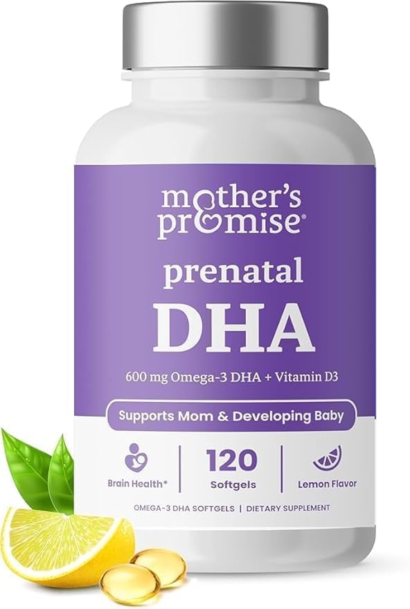 Mother's Promise Prenatal DHA for Women 600mg + 400 IU Vitamin D3 Softgels 120 Count