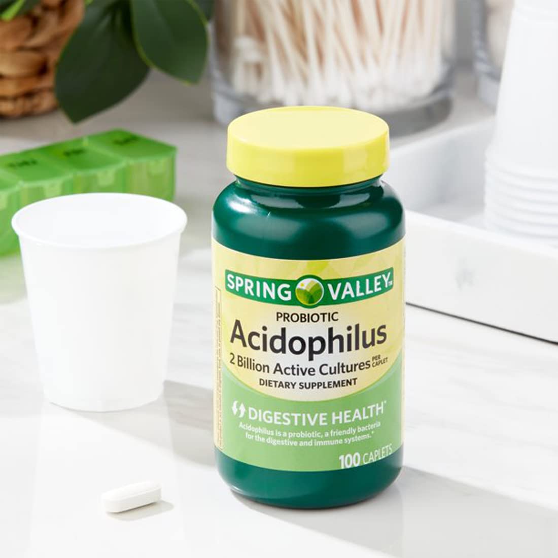 Generic Probiotic Acidophilus Dietary Supplement Caplets, 100 Count