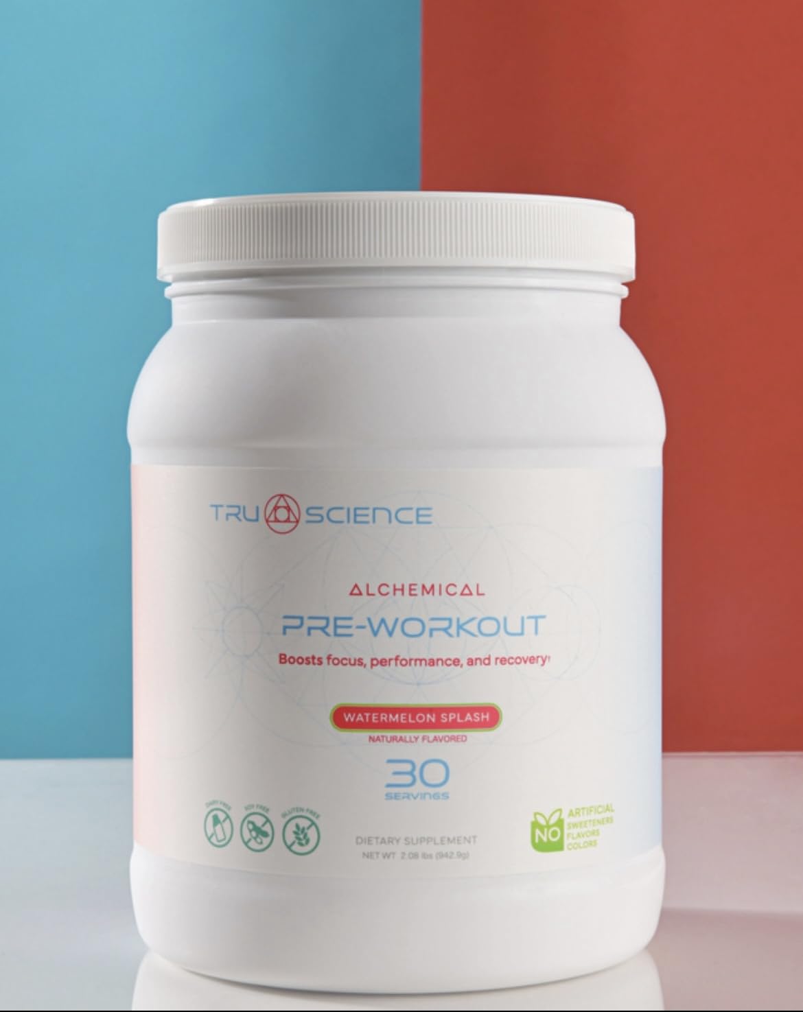 Tru Science Alchemical Pre-Workout Supplement Watermelon Splash Powder, 30 Servings