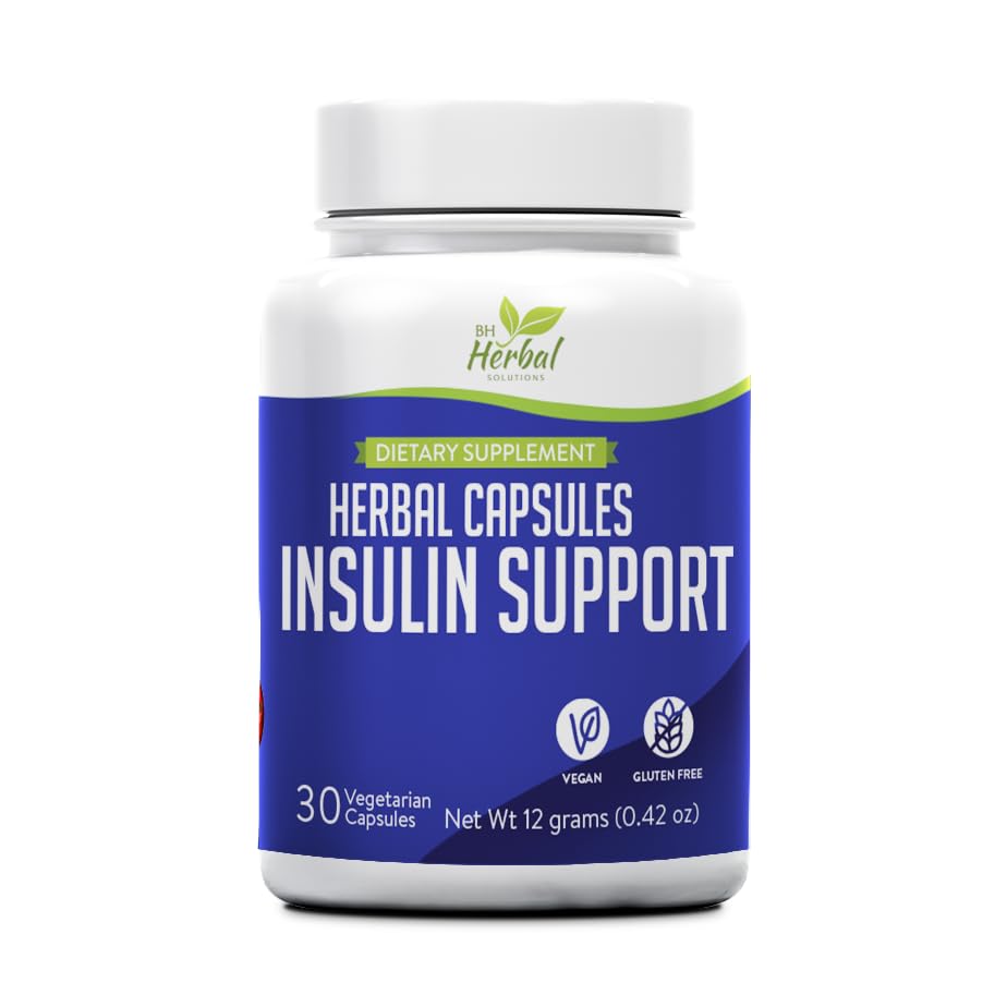 BH Herbal Solutions Insulin Support Herbal Capsules Natural A1C Management Supplement for Balanced Blood Sugar 30 Capsules
