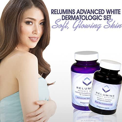 Relumins Advanced White Set Glutathione Complex Capsules & Advanced Vitamin C with Rose Hips and Bioflavonoids Capsules, 150 Count
