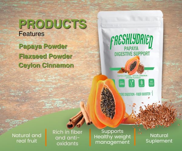 Freshlydried Papaya Digestive Supplement Powder, 6 Ounce