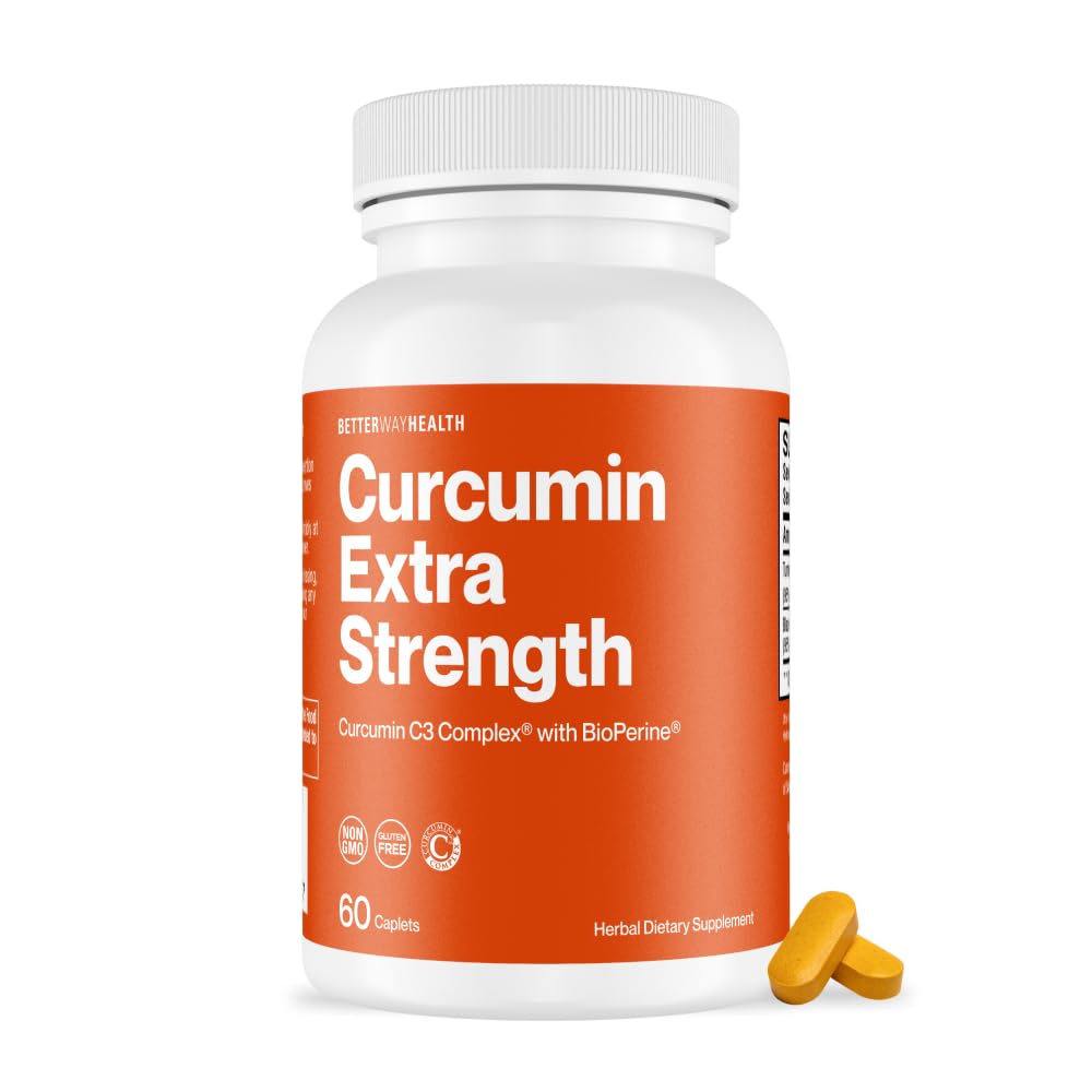 Better Way Health Turmeric Curcumin C3 Complex 1000mg with BioPerine High Absorption Joint Support Capsules 60 Count