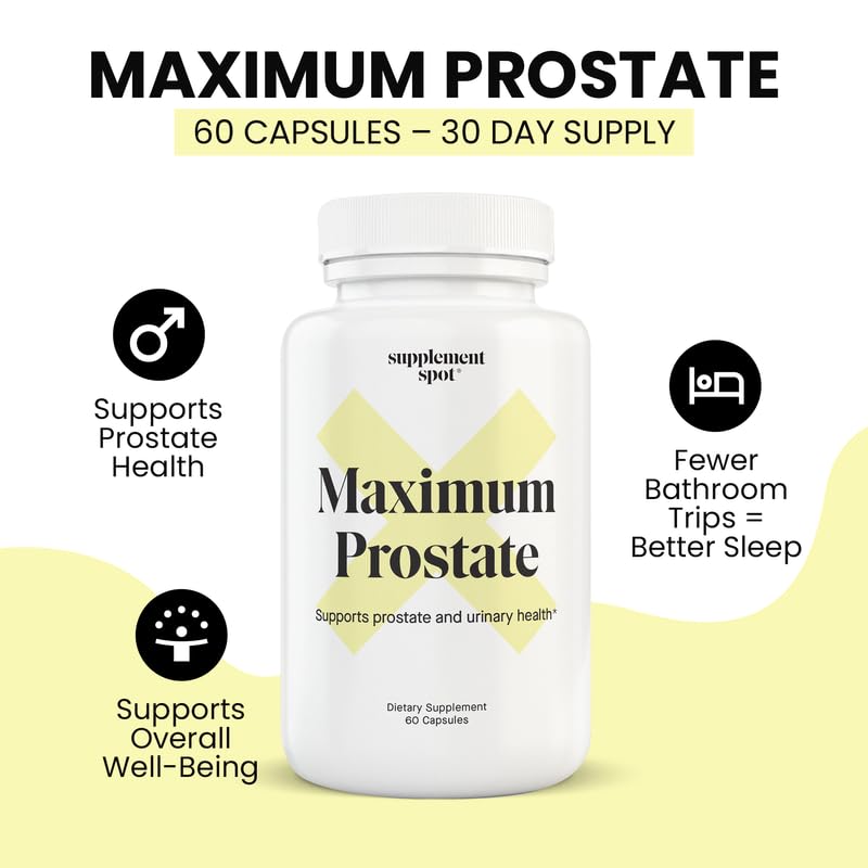 Supplement Spot Maximum Prostate Supplements for Men – 600 mg Beta Sitosterol & 100 mg DIM Per Serving – Mens Health Supplements for Urinary Support & Bladder Control, 60 Capsules