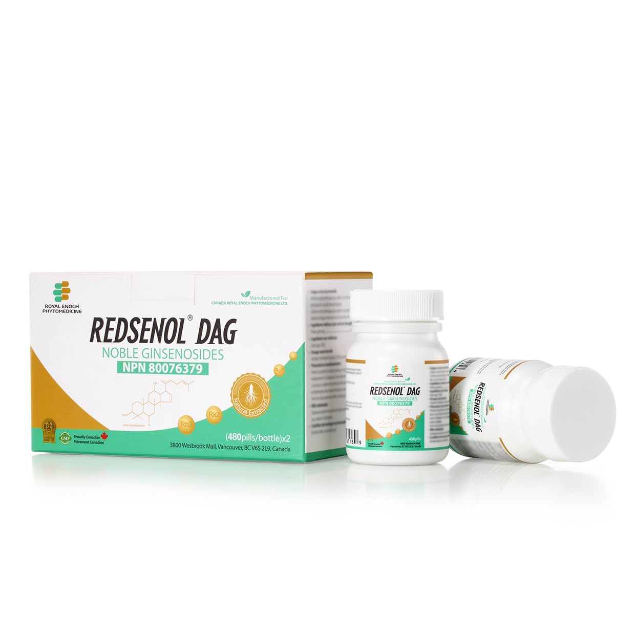 REDSENOL DAG Sublingual Ginseng Capsule, High-Potency Extract, 960 Count