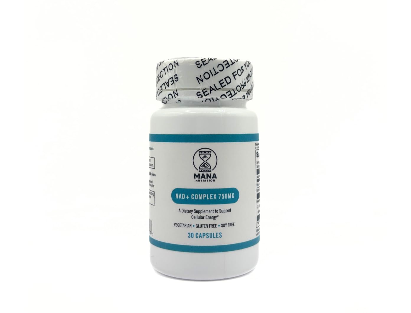 Mana Nutrition NAD+ Complex 750MG with Niacin & Vitamin C, 30 Capsules