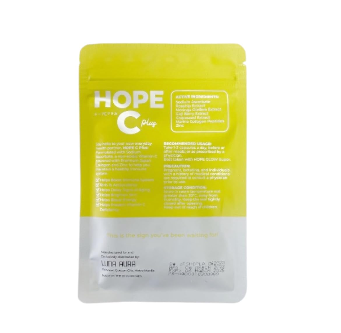 Generic Luna Aura Hope Glow Super 700mg & Hope C Capsules, 60 Count