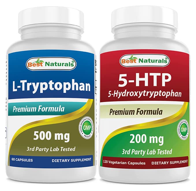 Best Naturals L-Tryptophan 500 mg & 5-HTP 200 mg Capsules, 60 Capsules