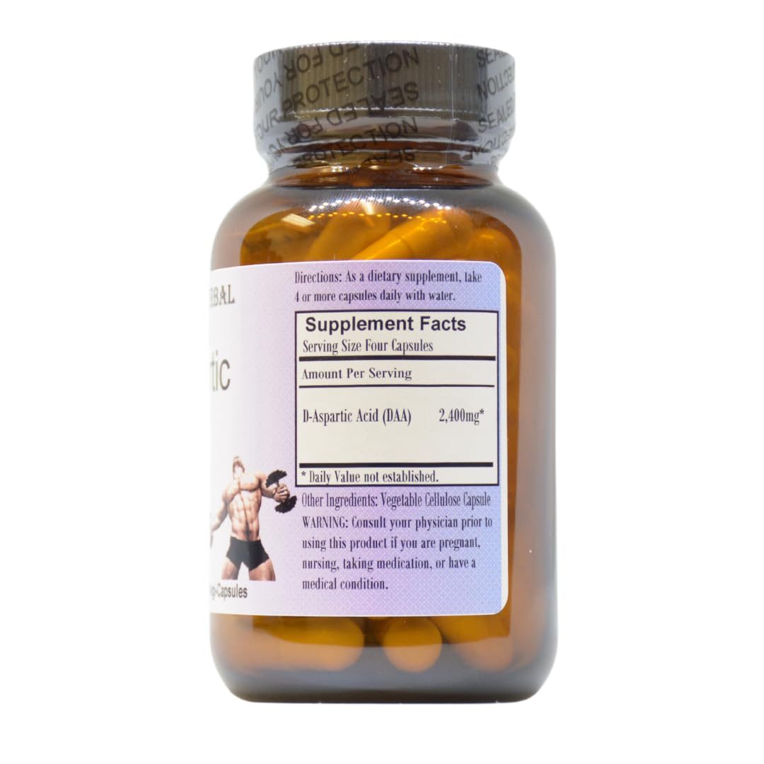 Barlowe's Herbal Elixirs D-Aspartic Acid Supplement Capsule, 60 Veggie Capsules