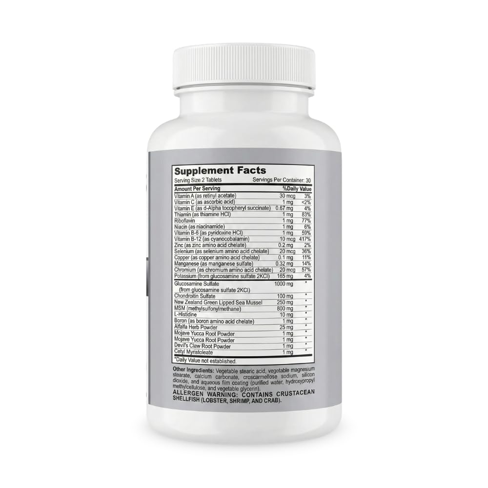 Mila Miamor Joint Support Glucosamine, MSM, Green Lipped Mussel & Vitamins Capsules 60 Count