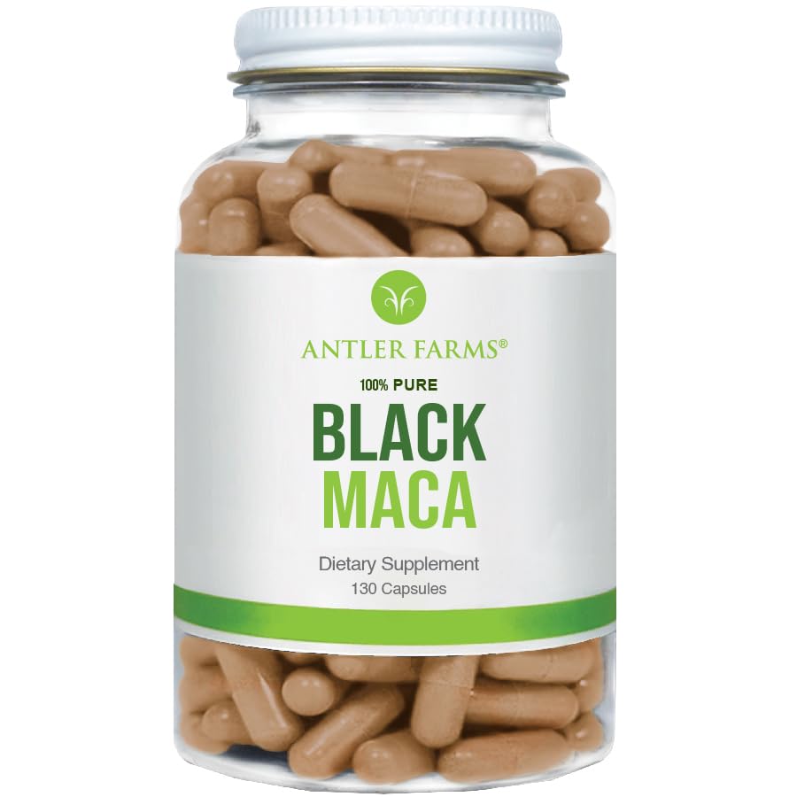 Antler Farms 100% Pure Black Maca Root Capsules, 130 Count