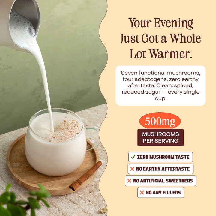 Pella Nutrition Instant Mushroom Spiced Chai Latte for Relaxation Powder 10.6 Ounce
