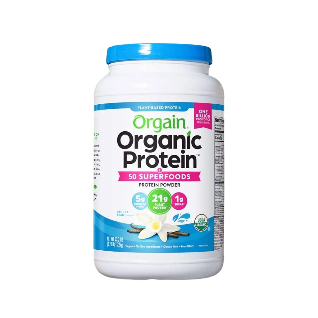 Orgain Organic Plant Based Protein Powder Vanilla Bean, 2.74 Pound, 1 Count