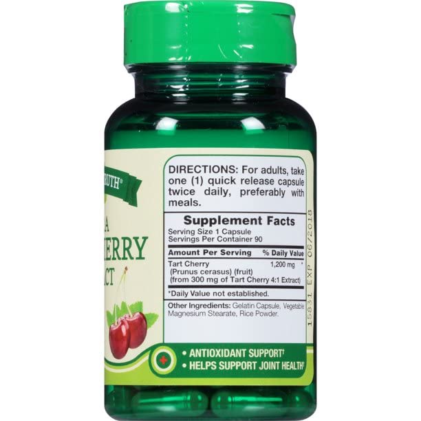 Nature's Truth Ultra Tart Cherry 1200 mg Dietary Supplement Quick Release Capsules, 360 Capsules