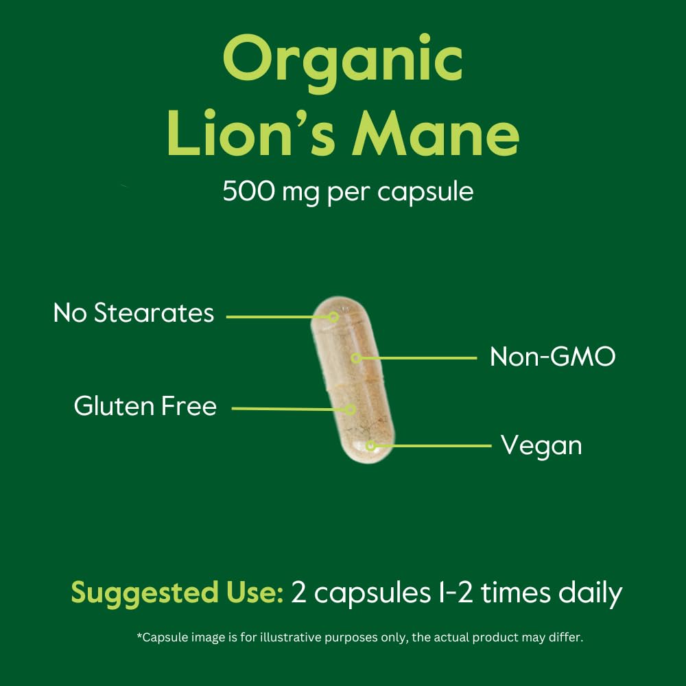 BESTVITE Organic Lion's Mane 500mg 120 Capsules