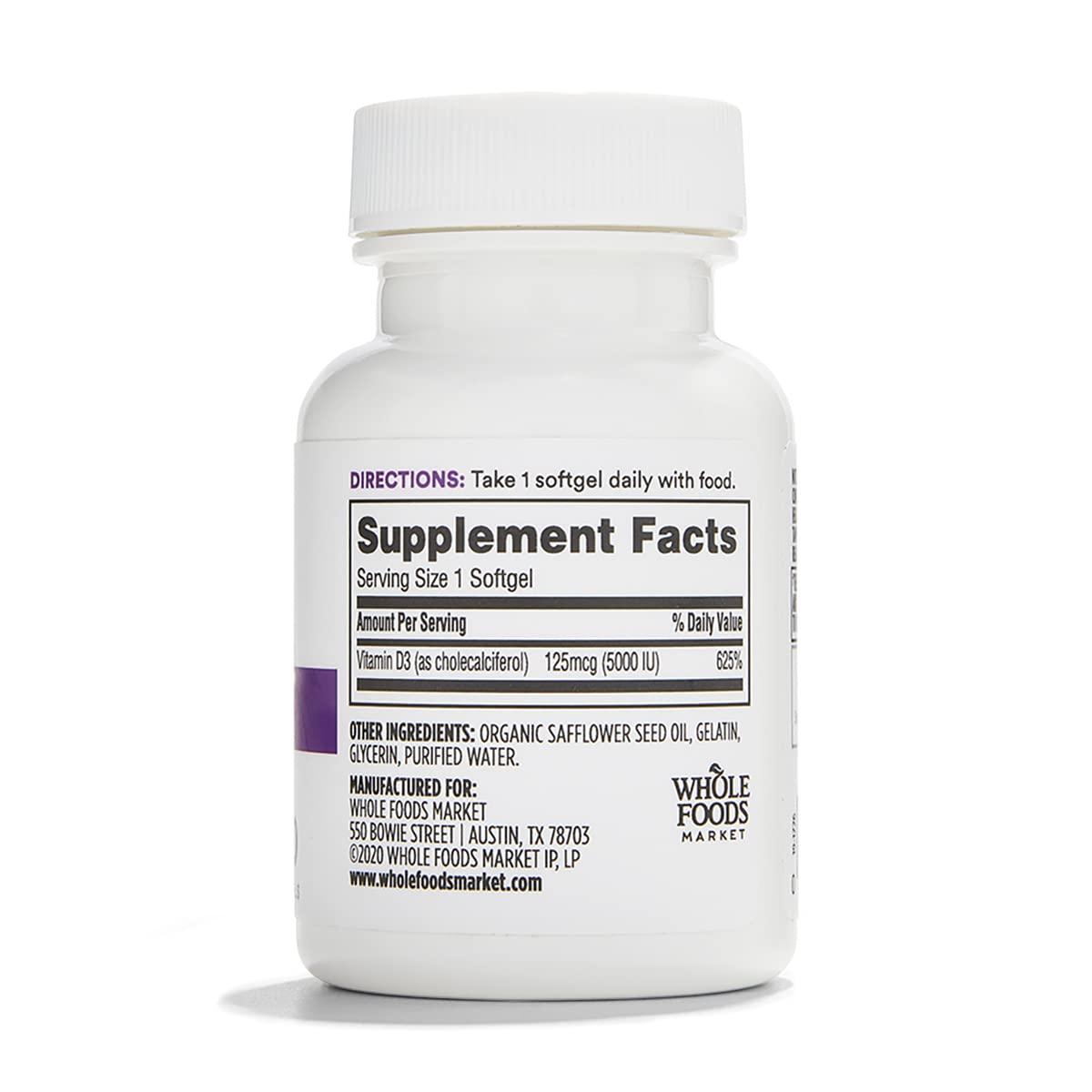 365 by Whole Foods Market Vitamin D3 Softgels 5000 IU, 120 CT