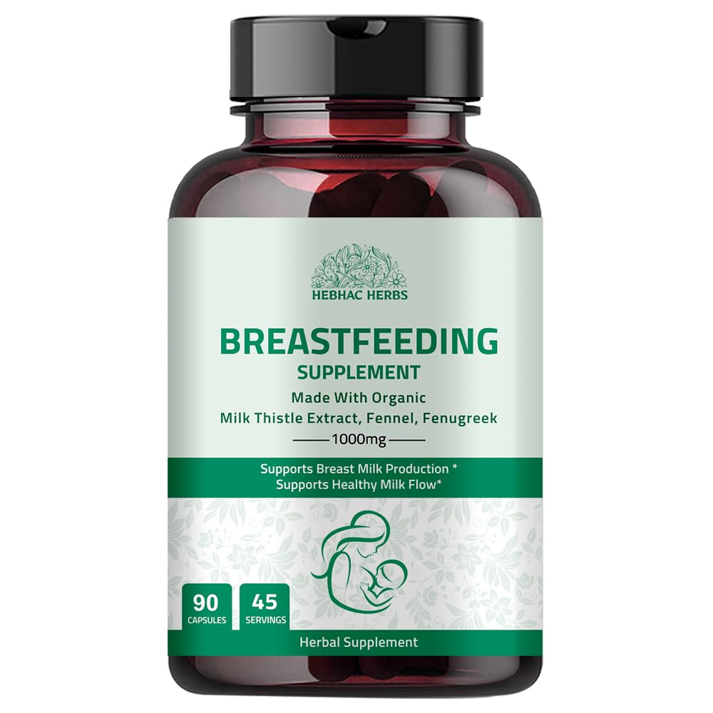 Hebhac Herbs Breastfeeding Supplement for Milk Supply Support with Fenugreek, Fennel & Milk Thistle, Capsules, 90 Capsules