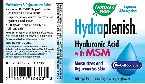 Nature's Way Hydraplenish Hyaluronic Acid With MSM Capsules 180 Capsules