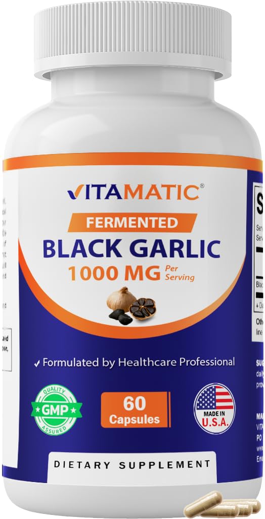 Vitamatic Fermented Black Garlic 1000 mg Capsules, 60 Count